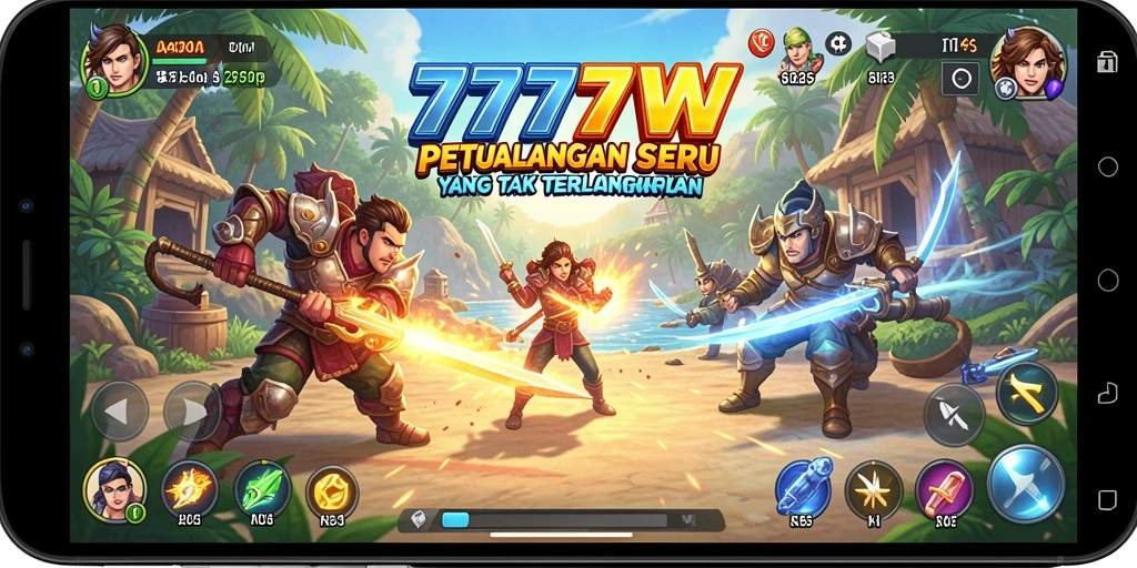 Screenshot gameplay yang menampilkan petualangan seru di 7777W.