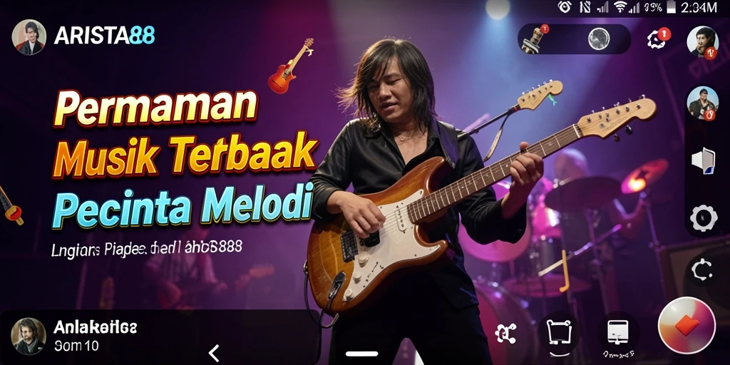 Tampilan gameplay menarik ARISTA88 dengan berbagai lagu musik.