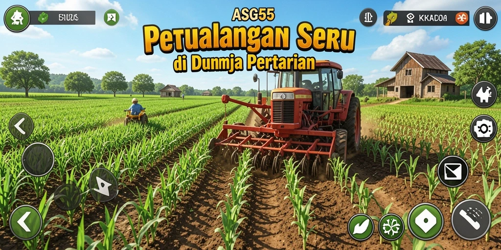 Screenshot utama ASG55 menampilkan peternakan yang indah dan berwarna.