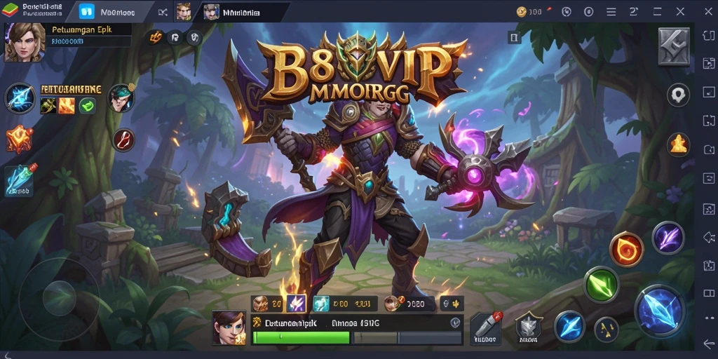 Tampilan gameplay B8VIP dengan karakter dalam pertempuran epik.