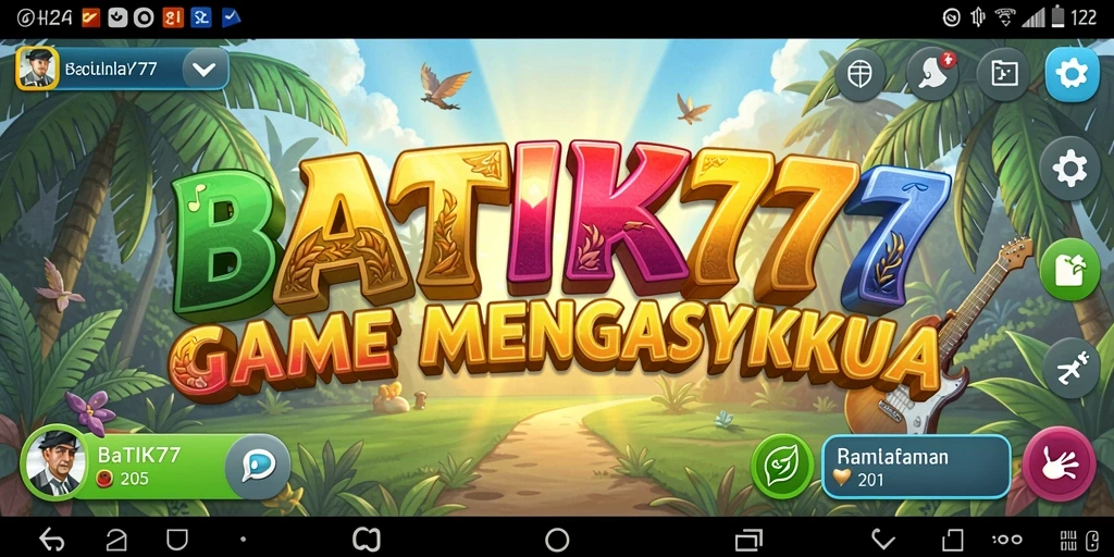 Screenshot utama BATIK77 menunjukkan gameplay musik yang menarik dan penuh warna.