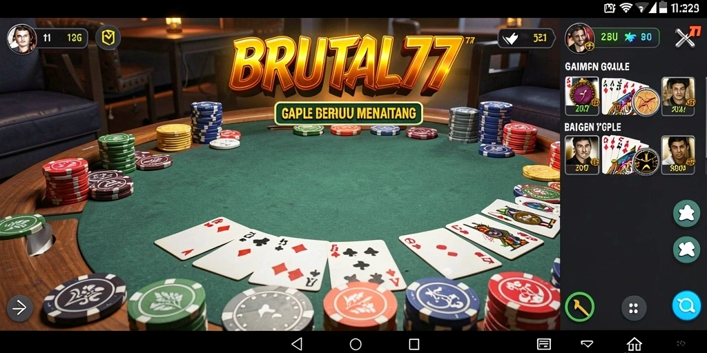 Tampilan gameplay seru dalam Gaple di BRUTAL77.