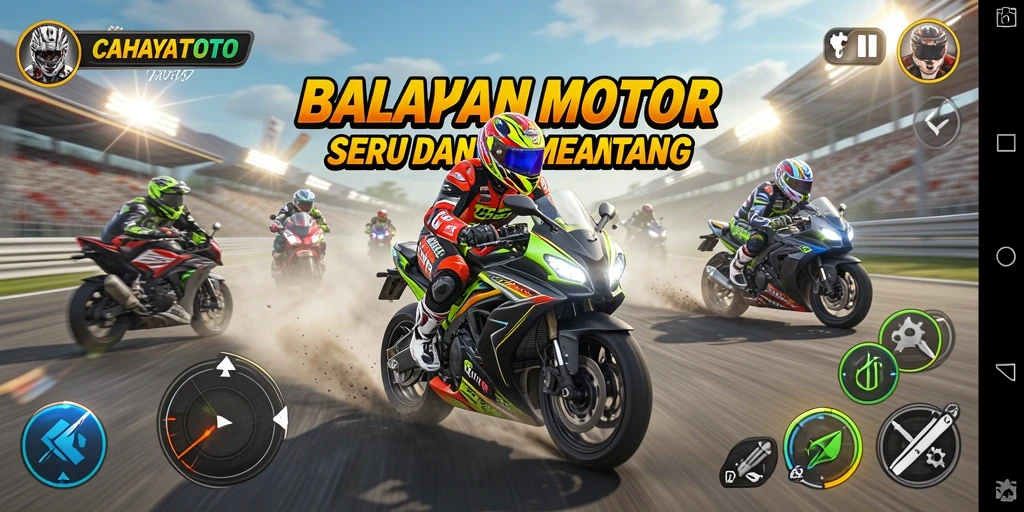 Gameplay CAHAYATOTO yang memukau dalam balapan motor.