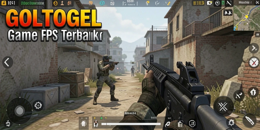 Tangkapan layar menampilkan aksi intens di dalam game FPS GOLTOGEL.