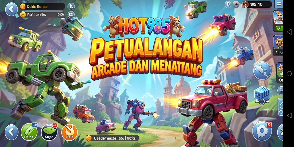 Tangkapan layar HOT985 menampilkan aksi seru dalam gameplay Arcade.