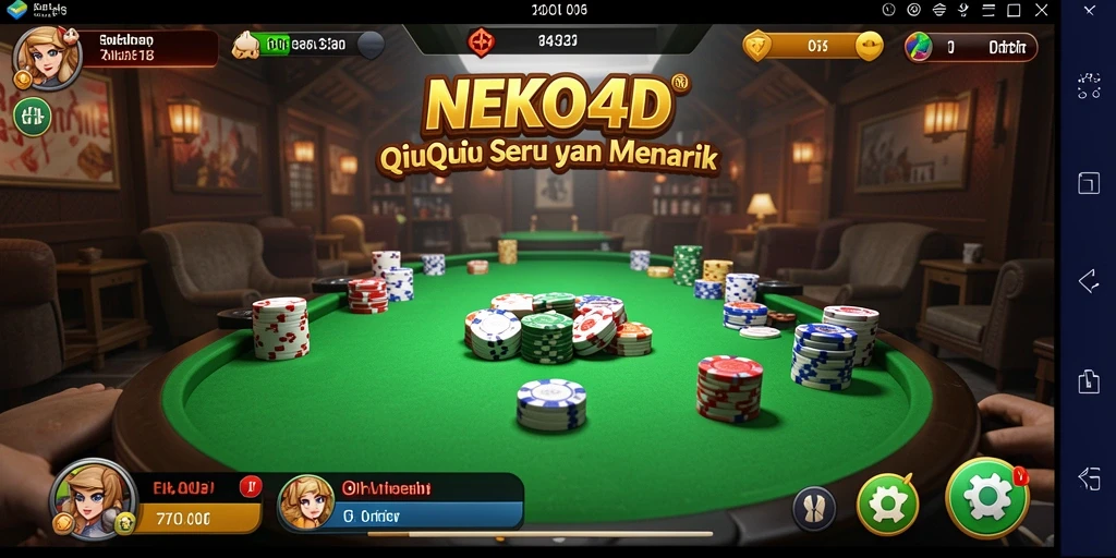 Screenshot gameplay NEKO4D menunjukkan aksi QiuQiu yang mendebarkan.