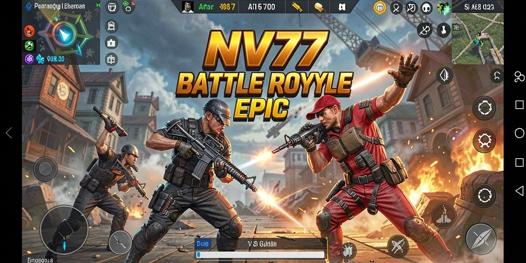 Tampilan gameplay NV77 yang mendebarkan dalam pertarungan Battle Royale.