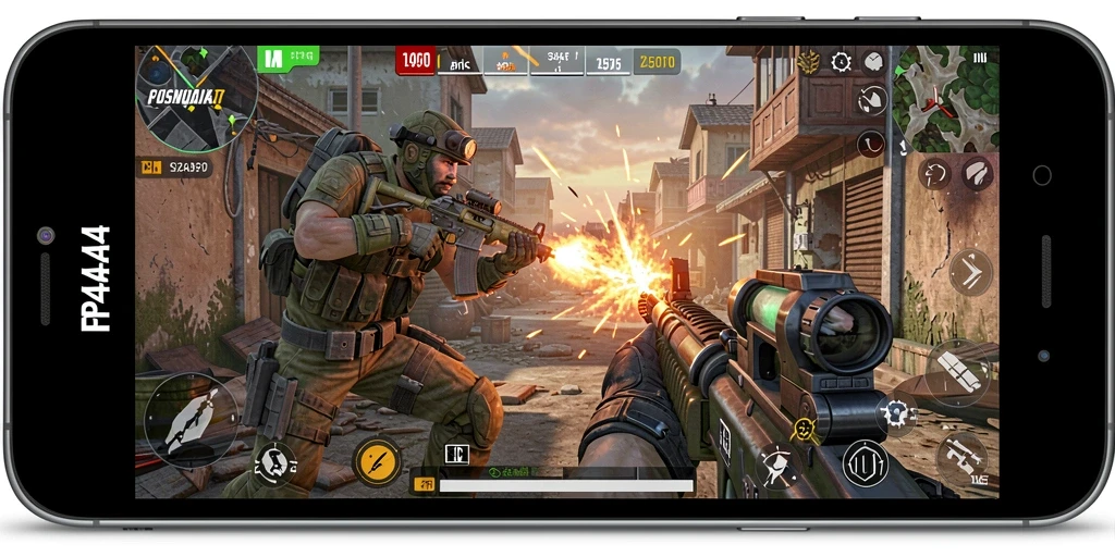 Screenshot gameplay PP444 dengan aksi pertempuran yang intens.