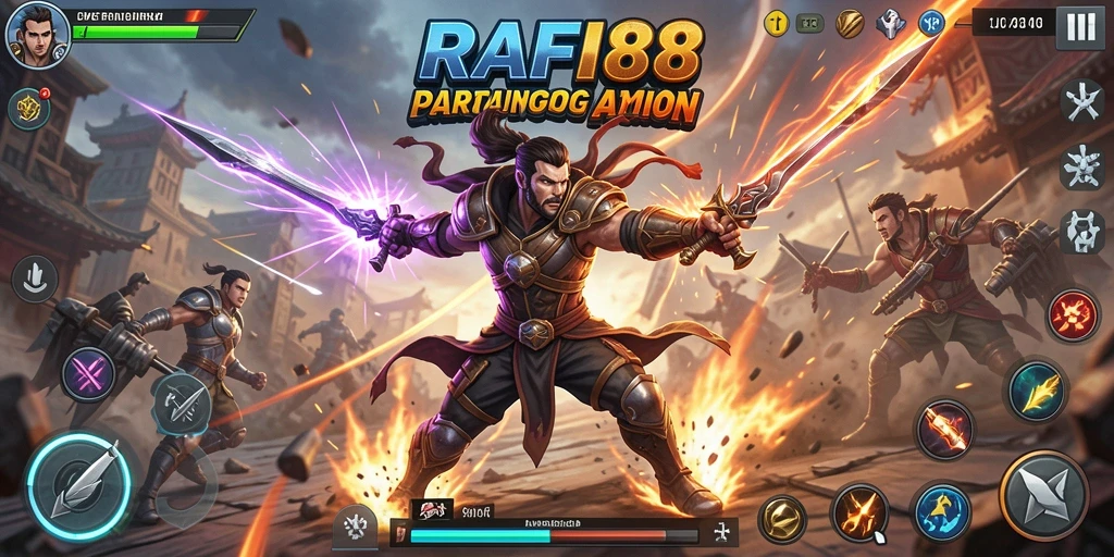 Screenshot menampilkan pertarungan epik dalam gameplay Action.
