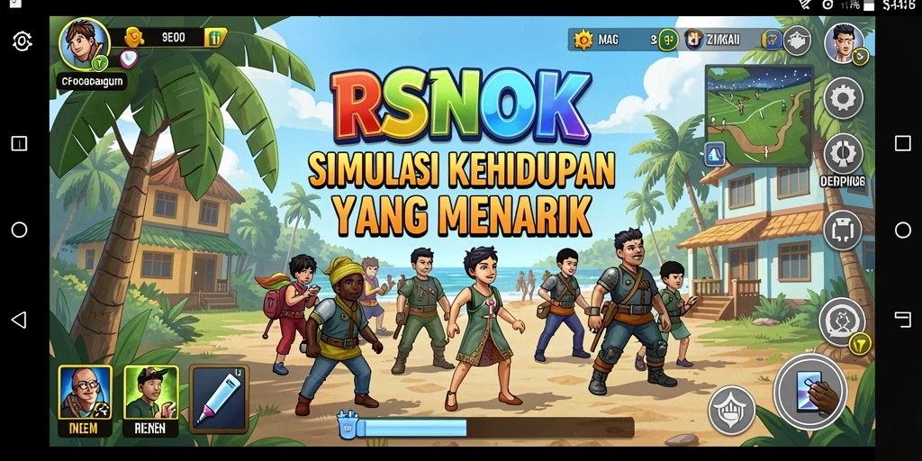 Tampilan gameplay RSNOK yang menarik dengan elemen simulasi kehidupan.