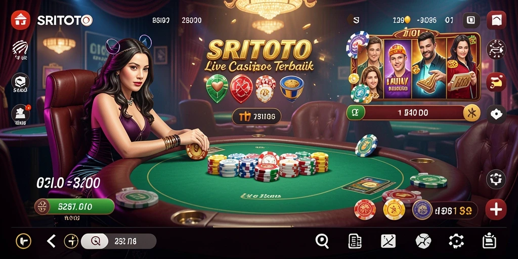 Tampilan gameplay SRITOTO dalam suasana Live Casino yang seru.