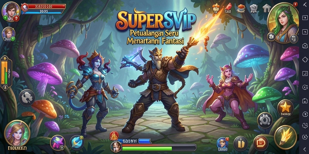 Tampilan gameplay SUPERSVIP menunjukkan aksi petualangan seru.