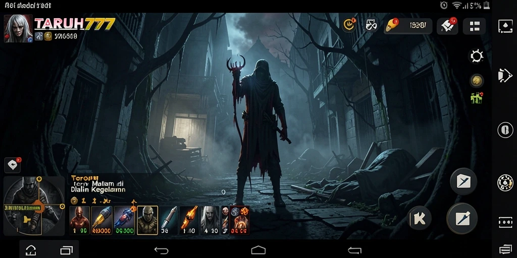 Tangkapan layar gameplay TARUH777 menampilkan suasana mencekam dan menakutkan.