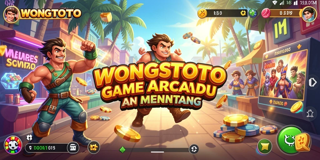 Screenshot gameplay WONGTOTO dengan karakter bertarung di level menantang.